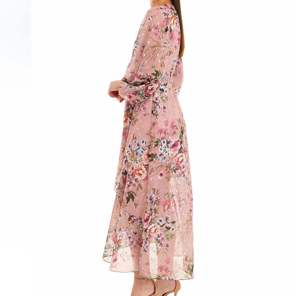 Eliza J Women’s long sleeve floral foil print chiffon dress - Picture 6 of 8